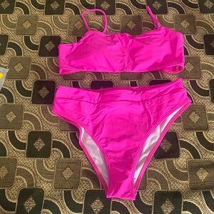 Women’s Hot Pink Two-Piece High-Waist Bikini Set – Size L